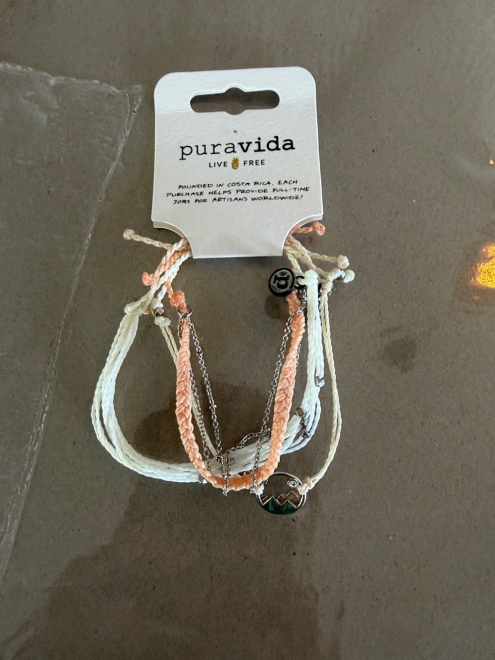 Pura Vida White and Peach Multistrand Bracelet Set